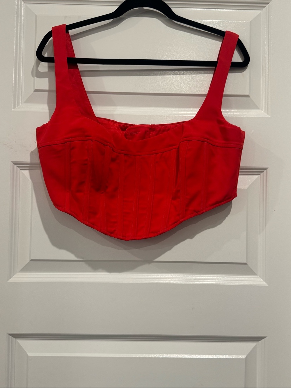 Bardot Fire Red Corset Crop Top - Women's Sexy Bustier